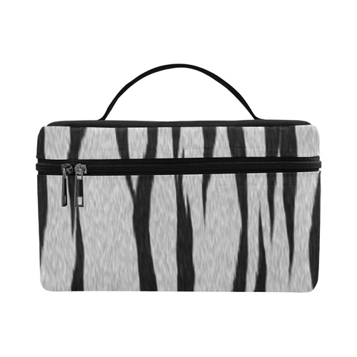 A Trendy Black Silver Big Cat Fur Texture Lunch Bag/Large (Model 1658)