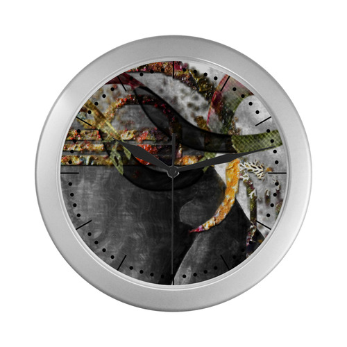 Abstract Motif 1 Silver Color Wall Clock