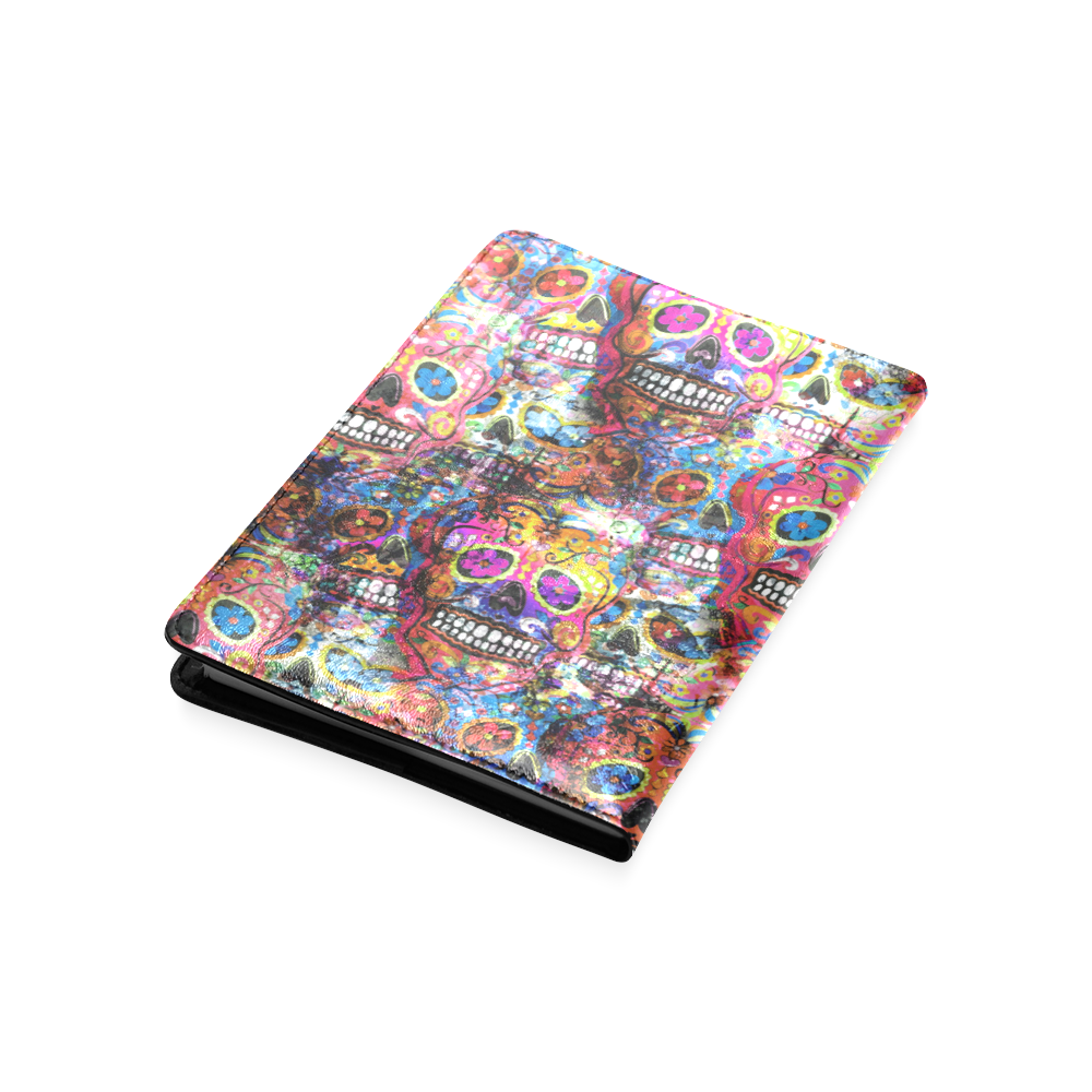 Colorfully Flower Power Skull Grunge Pattern Custom NoteBook A5