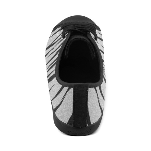 A Trendy Black Silver Big Cat Fur Texture Canvas Shoes for Women/Large Size (Model 016)