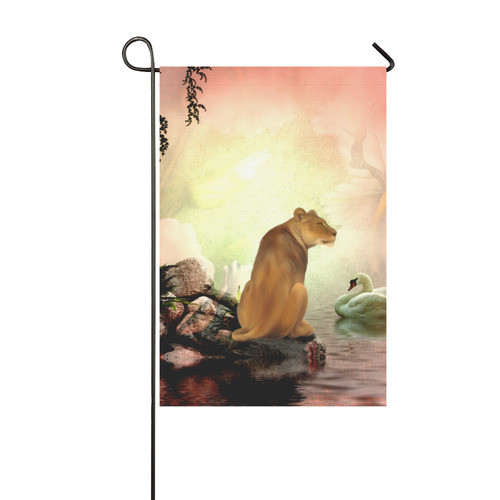 Awesome lioness in a fantasy world Garden Flag 12‘’x18‘’（Without Flagpole）