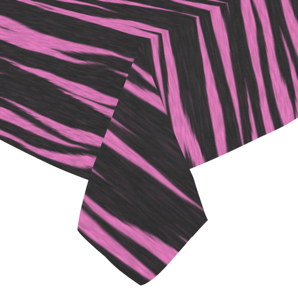 A Trendy Black Pink Big Cat Fur Texture Cotton Linen Tablecloth 52"x 70"