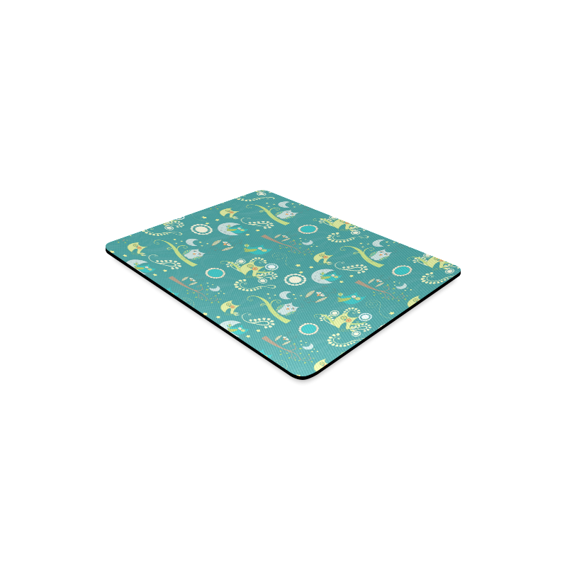 Cute colorful night Owls moons and flowers Rectangle Mousepad