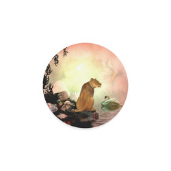 Awesome lioness in a fantasy world Round Coaster