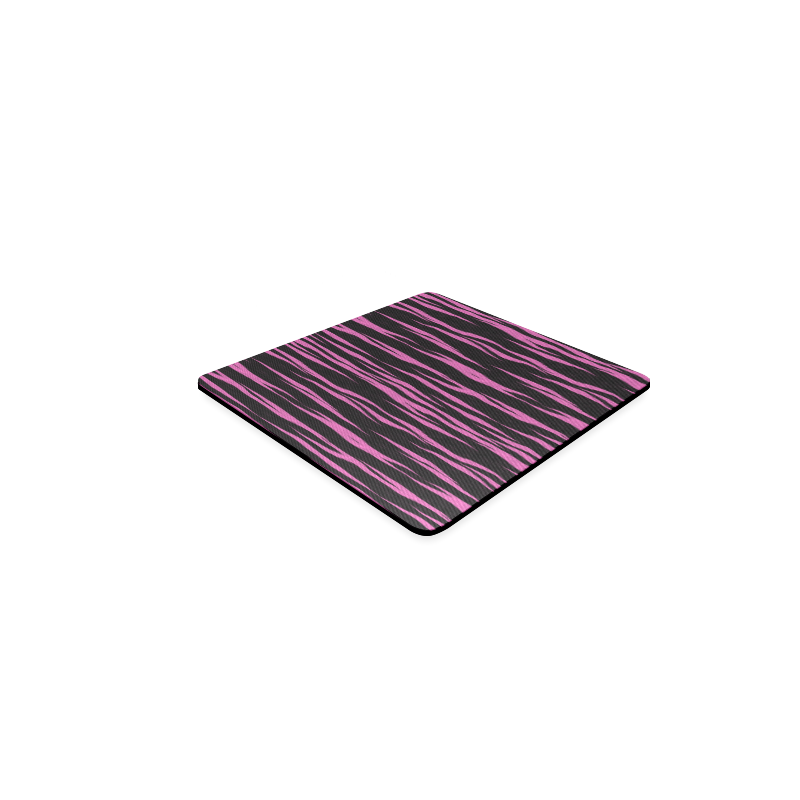 A Trendy Black Pink Big Cat Fur Texture Square Coaster