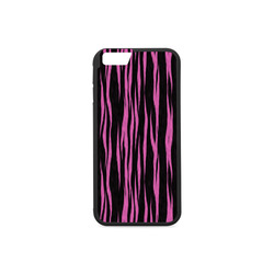 A Trendy Black Pink Big Cat Fur Texture Rubber Case for iPhone 6/6s