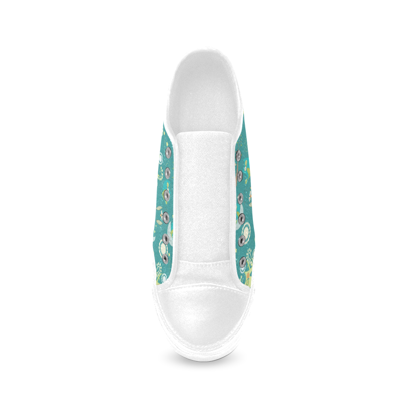 Cute colorful night Owls moons and flowers Women's Canvas Zipper Shoes/Large Size (Model 001)