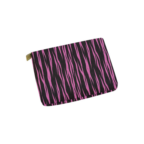 A Trendy Black Pink Big Cat Fur Texture Carry-All Pouch 6''x5''