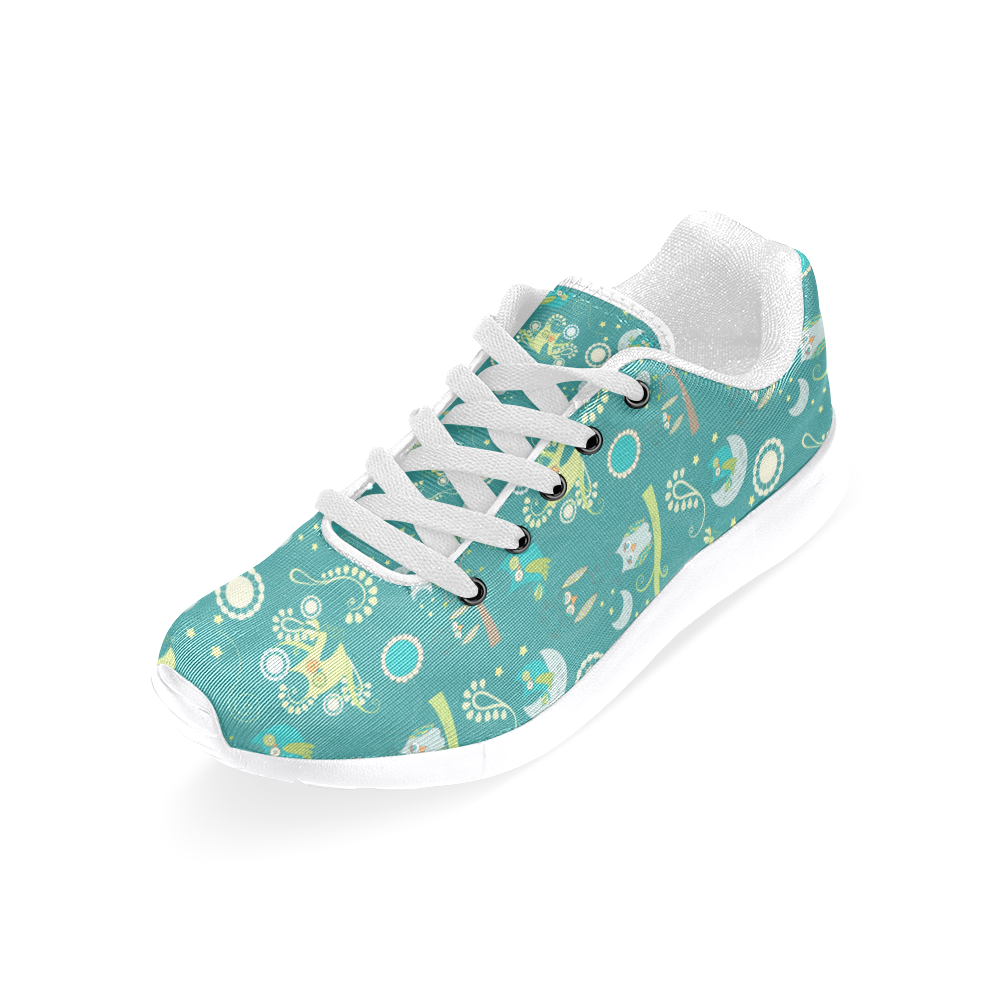 Cute colorful night Owls moons and flowers Men’s Running Shoes (Model 020)