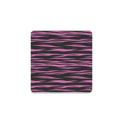 A Trendy Black Pink Big Cat Fur Texture Square Coaster