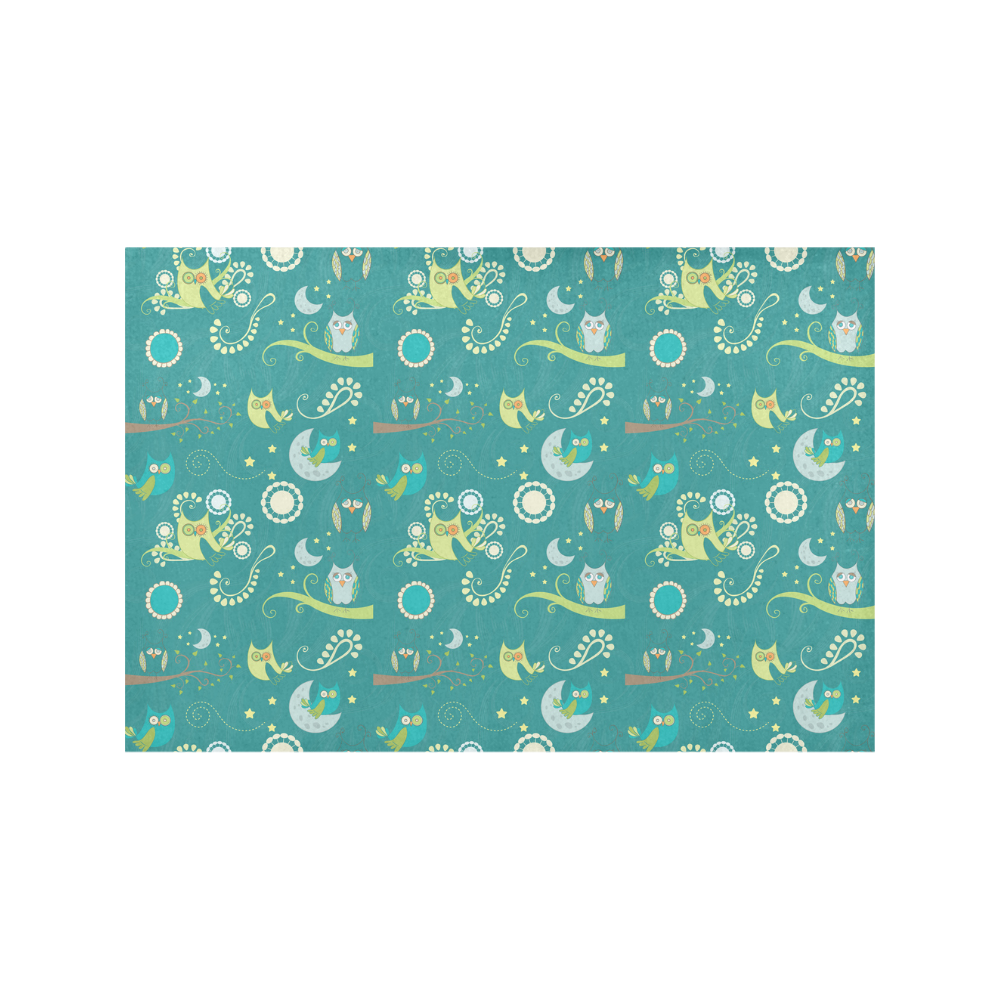 Cute colorful night Owls moons and flowers Placemat 12’’ x 18’’ (Set of 4)