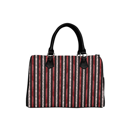 Two Tone Red Damask Goth Stripe Boston Handbag (Model 1621)