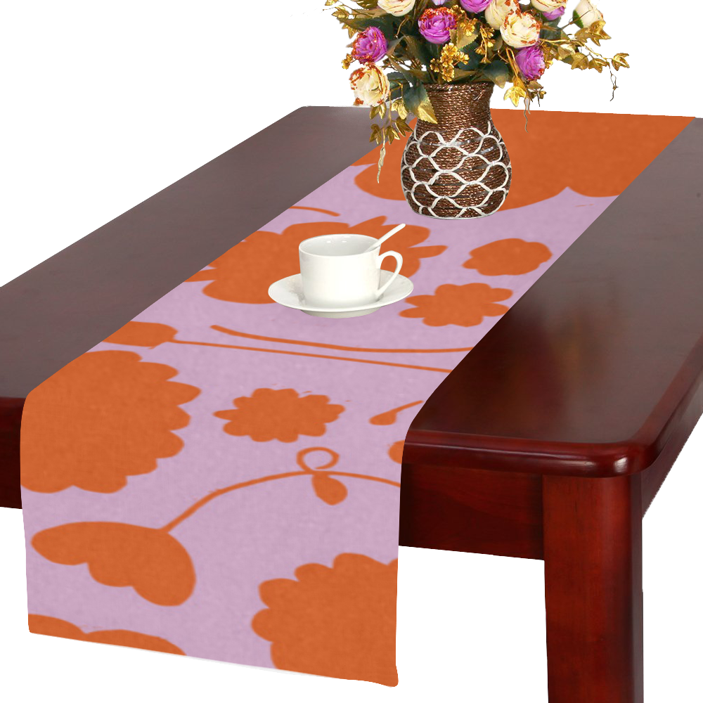 spring flower orange Table Runner 16x72 inch