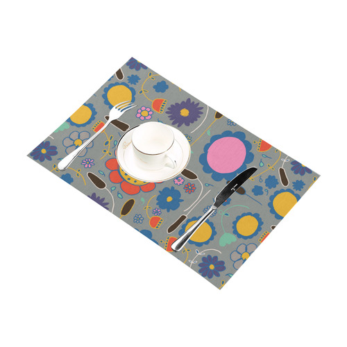 spring flower gray Placemat 12’’ x 18’’ (Set of 6)