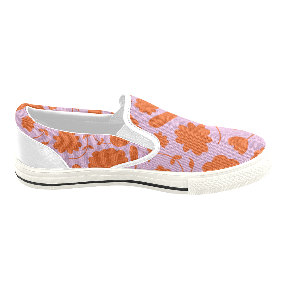 spring flower orange Slip-on Canvas Shoes for Kid (Model 019)