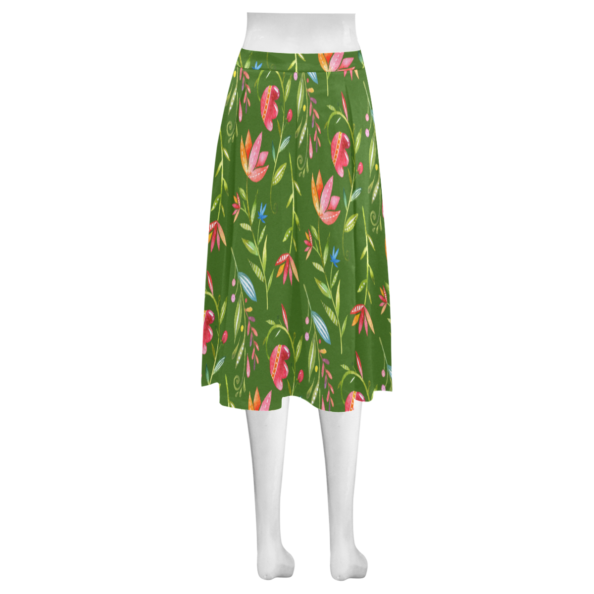 Sunny Garden I Mnemosyne Women's Crepe Skirt (Model D16)
