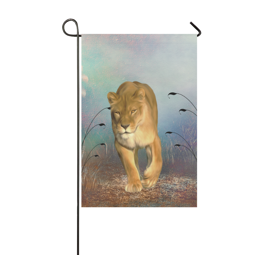 Wonderful lioness Garden Flag 12‘’x18‘’（Without Flagpole）