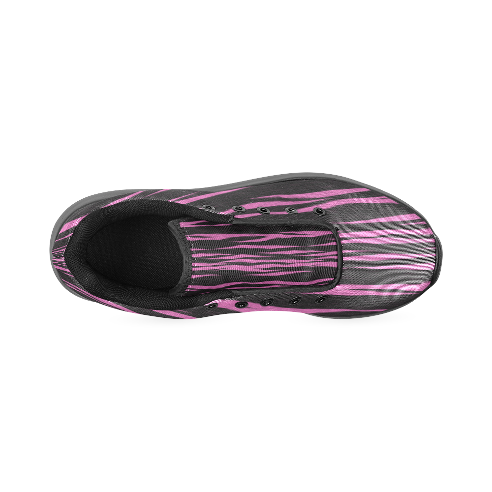 A Trendy Black Pink Big Cat Fur Texture Women’s Running Shoes (Model 020)