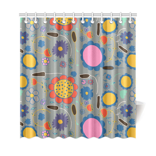 spring flower gray Shower Curtain 69"x72"