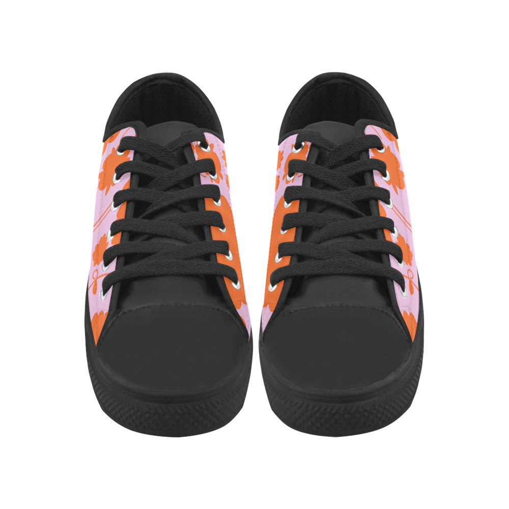 spring flower orange Aquila Microfiber Leather Women's Shoes/Large Size (Model 031)