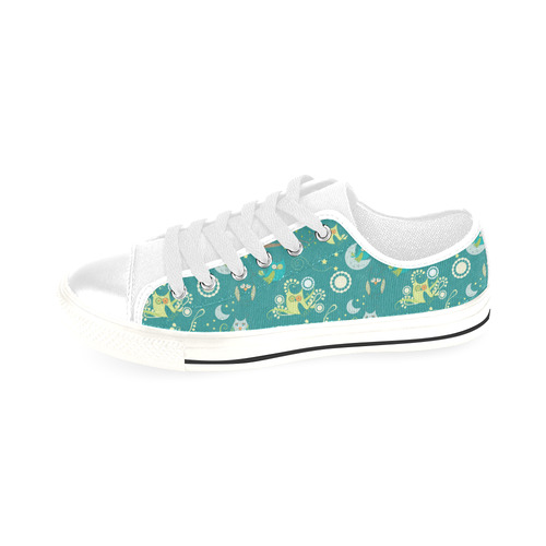 Cute colorful night Owls moons and flowers Men's Classic Canvas Shoes/Large Size (Model 018)