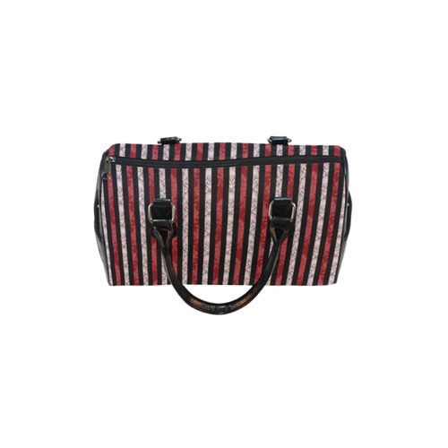 Two Tone Red Damask Goth Stripe Boston Handbag (Model 1621)