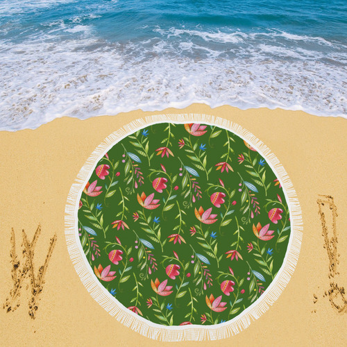 Sunny Garden I Circular Beach Shawl 59"x 59"