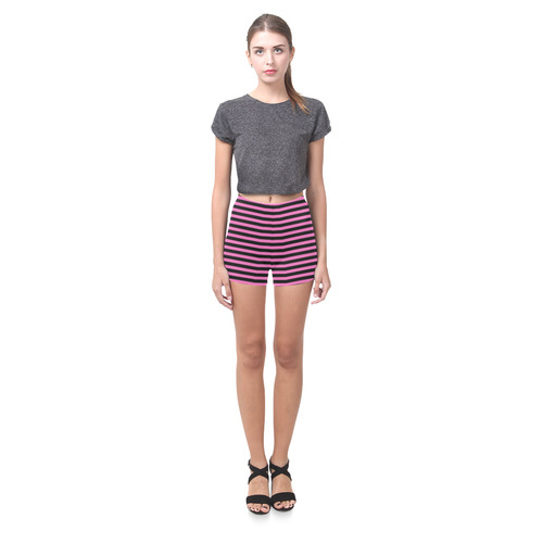 Black and Pink Stripes Briseis Skinny Shorts (Model L04)