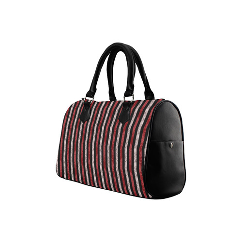 Two Tone Red Damask Goth Stripe Boston Handbag (Model 1621)