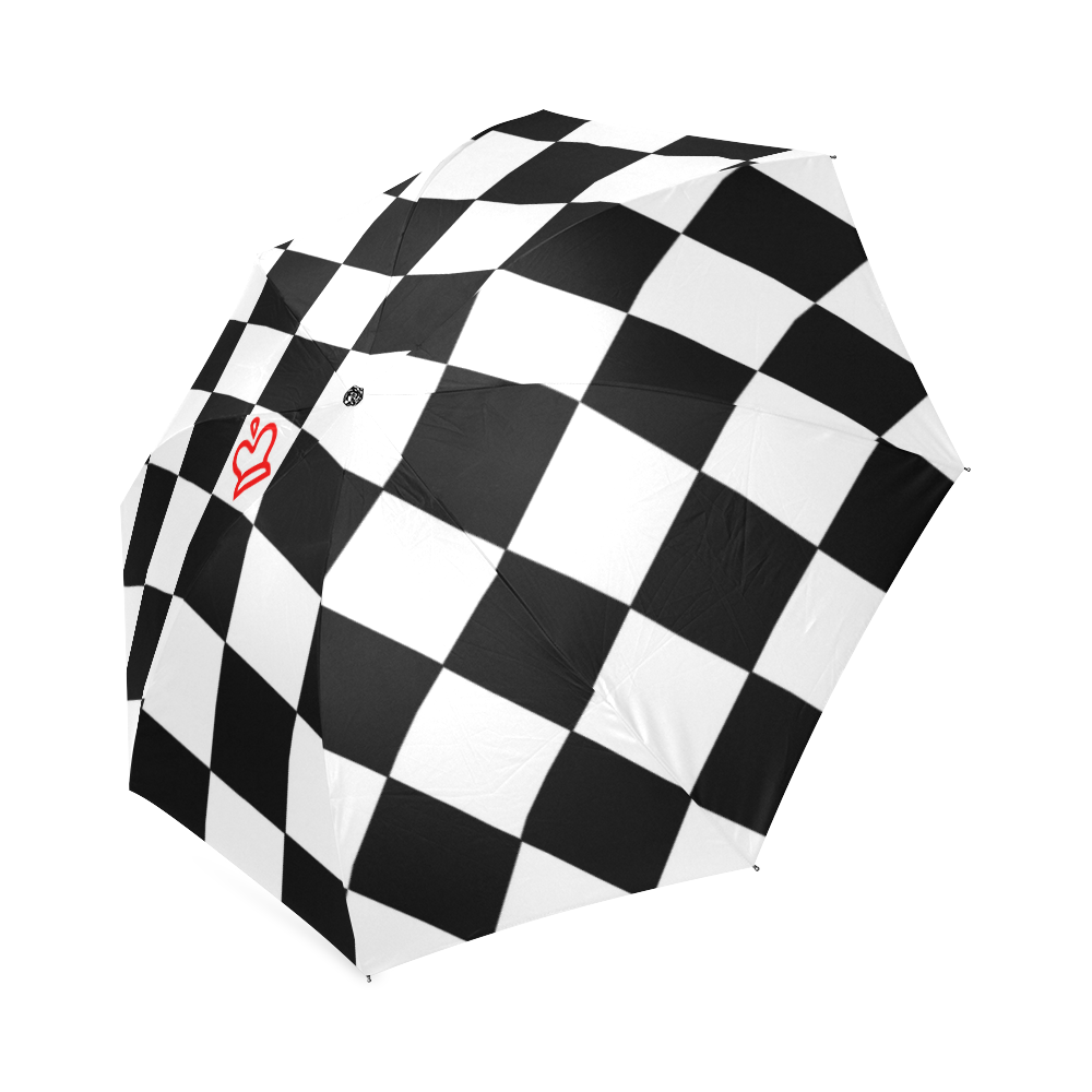 Queen of Hearts Chessboard Goth Print Foldable Umbrella (Model U01)