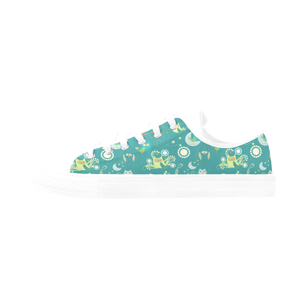 Cute colorful night Owls moons and flowers Aquila Microfiber Leather Women's Shoes/Large Size (Model 031)