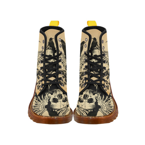 Awesome skull with crow Martin Boots For Women Model 1203H