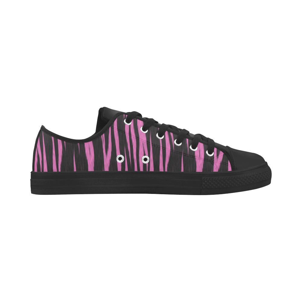 A Trendy Black Pink Big Cat Fur Texture Aquila Microfiber Leather Women's Shoes (Model 031)