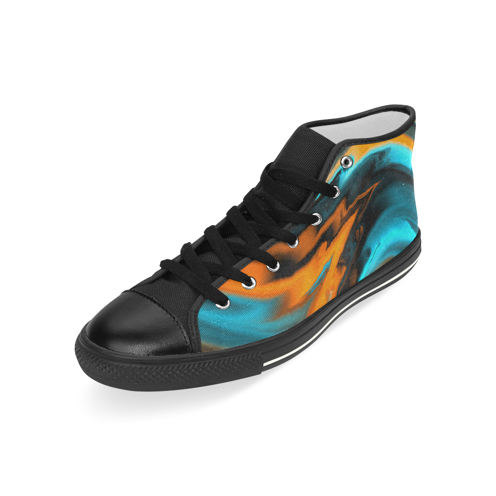 fractal waves C by JamColors Men’s Classic High Top Canvas Shoes (Model 017)