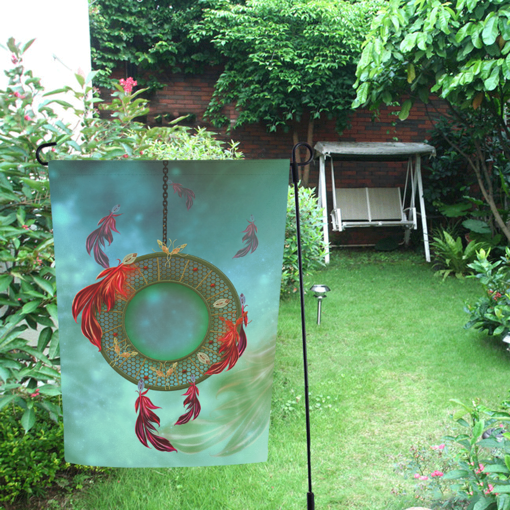 Wonderful dreamcatcher with feather Garden Flag 12‘’x18‘’（Without Flagpole）