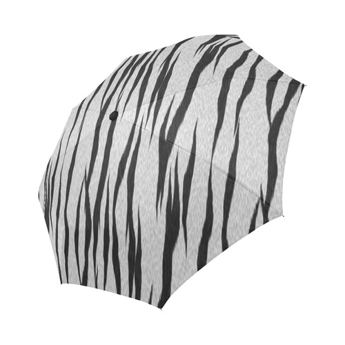 A Trendy Black Silver Big Cat Fur Texture Auto-Foldable Umbrella (Model U04)