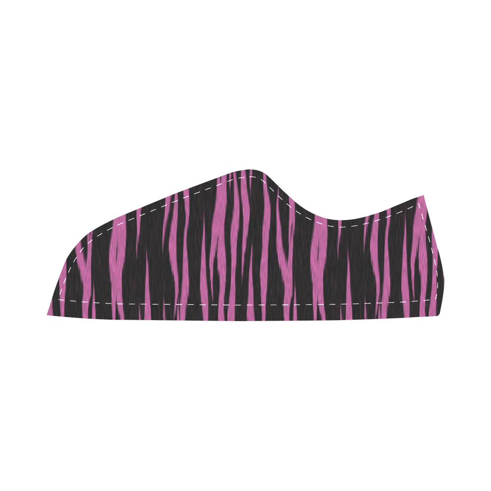 A Trendy Black Pink Big Cat Fur Texture Canvas Shoes for Women/Large Size (Model 016)