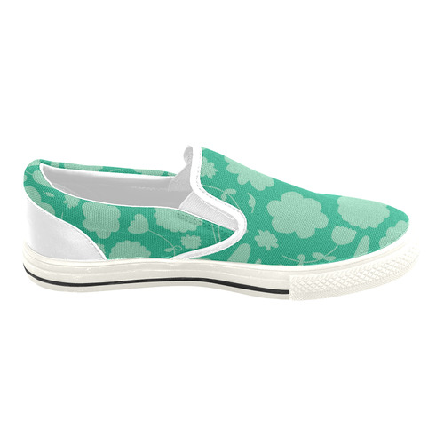 spring flower green Slip-on Canvas Shoes for Kid (Model 019)