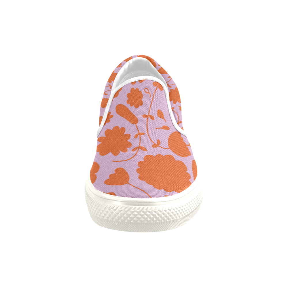 spring flower orange Slip-on Canvas Shoes for Kid (Model 019)