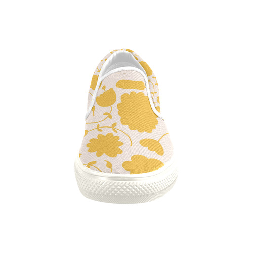 spring flower yellow Slip-on Canvas Shoes for Kid (Model 019)