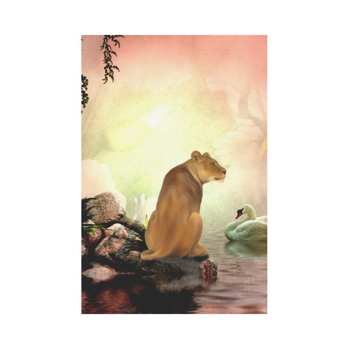 Awesome lioness in a fantasy world Garden Flag 12‘’x18‘’（Without Flagpole）