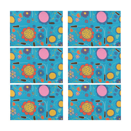 spring flower blue Placemat 12’’ x 18’’ (Set of 6)