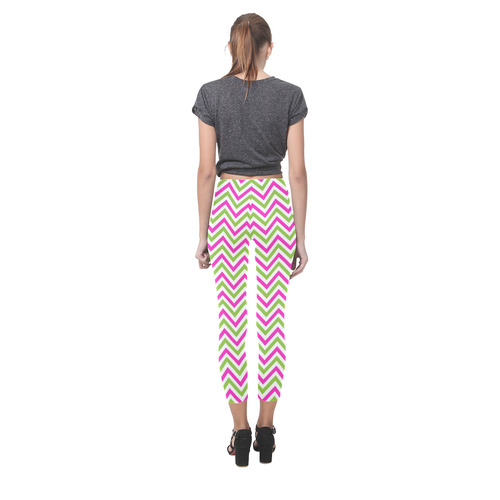 Pink Green White Chevron Capri Legging (Model L02)