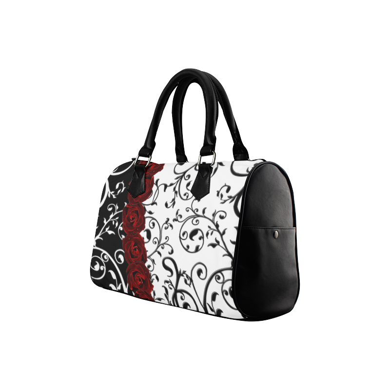 Damask and Roses Goth Print Boston Handbag (Model 1621)