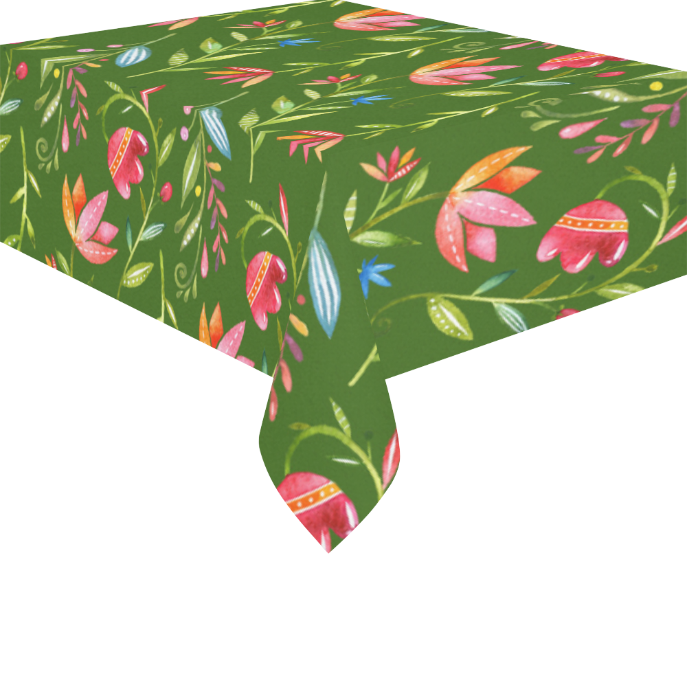 Sunny Garden I Cotton Linen Tablecloth 52"x 70"