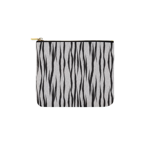 A Trendy Black Silver Big Cat Fur Texture Carry-All Pouch 6''x5''