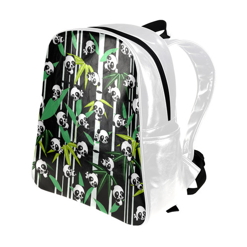 Satisfied and Happy Panda Babies on Bamboo Multi-Pockets Backpack (Model 1636)