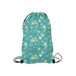 Cute colorful night Owls moons and flowers Small Drawstring Bag Model 1604 (Twin Sides) 11"(W) * 17.7"(H)
