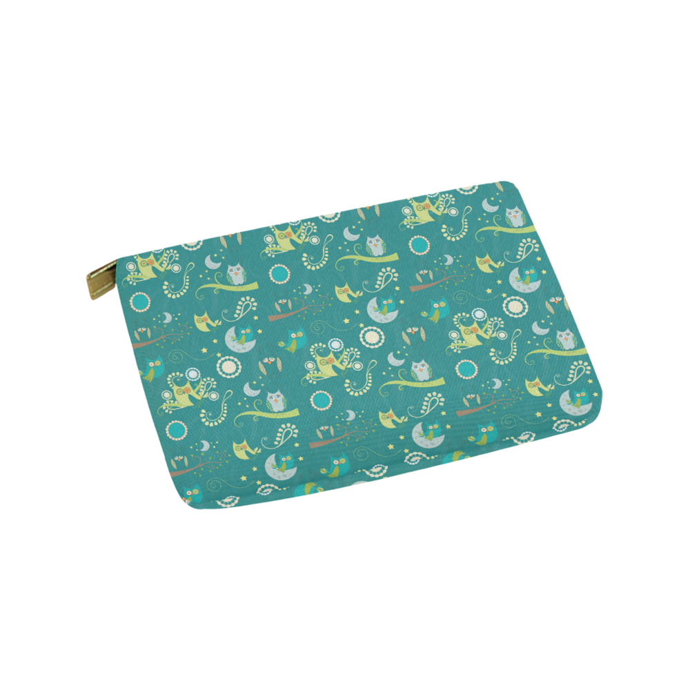 Cute colorful night Owls moons and flowers Carry-All Pouch 9.5''x6''