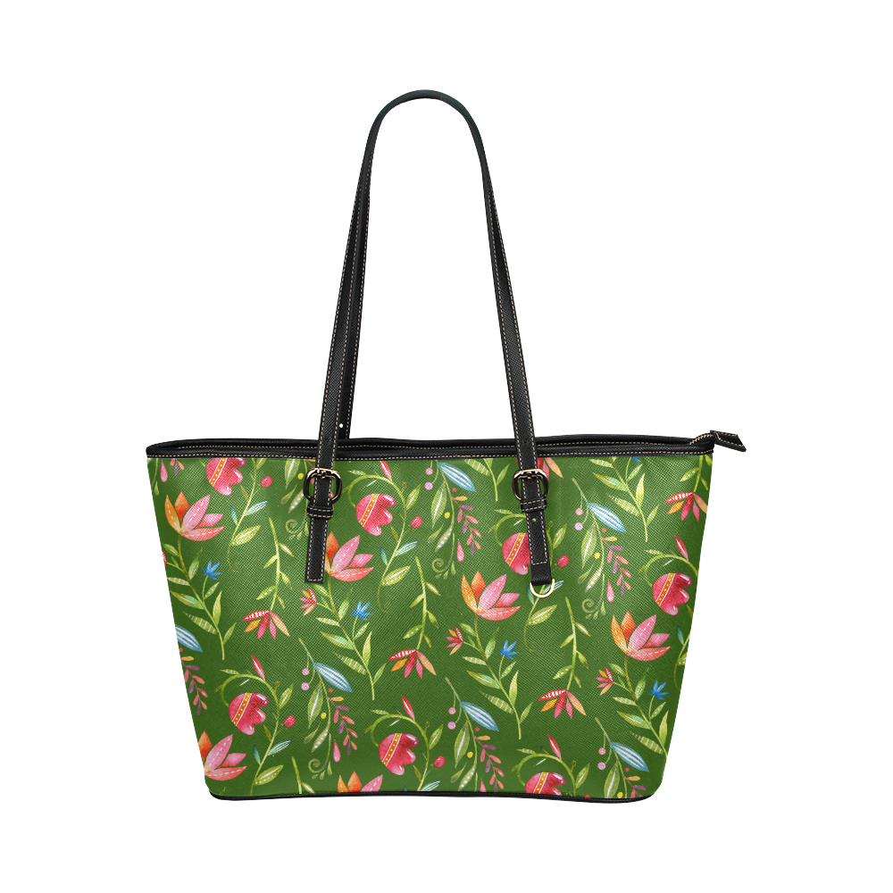 Sunny Garden I Leather Tote Bag/Small (Model 1651)